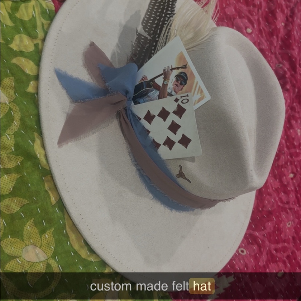 Custom Felt Women's Wide-Brim Hat with Decorative Band - Cream